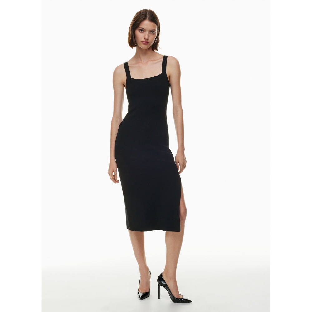 Aritzia Babaton Woman's Chase Black Knit Midi Sleeveless Dress- Size XS